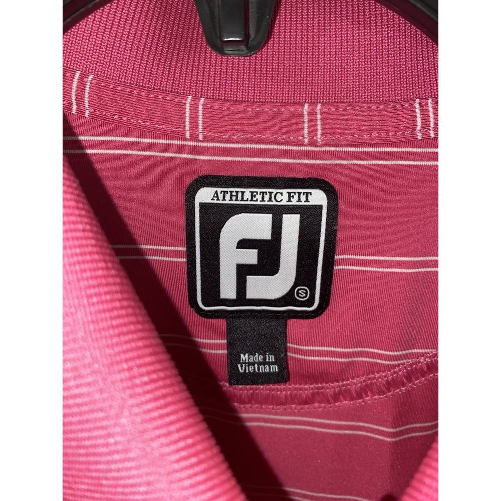 Footjoy Polo Shirt Mens Small Pink Performance Pro Tour Collar Logo Golf - Picture 2 of 4